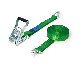 Tout - Sangles 35mm Sangle d’arrimage - 2,5T - 6,5m - 35mm - en 2 pièces - Crochets doigts serrés - Vert Tout - Sangles 35mm Sangle d’arrimage - 2,5T - 6,5m - 35mm - en 2 pièces - Crochets doigts serrés - Vert