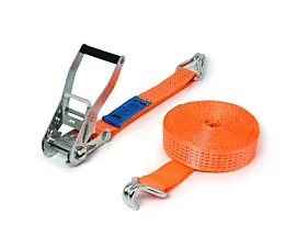 5T - Standard Sangle d’arrimage - 5T - 9m - 50mm - en 2 pièces - crochets doigts serrés - Orange 5T - Standard Sangle d’arrimage - 5T - 9m - 50mm - en 2 pièces - crochets doigts serrés - Orange