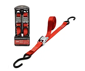 Tout - Sangles 25mm Sangle d’arrimage - 500kg - 3m - 25mm - boucle à came et crochets S - Rouge - 2pcs