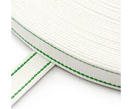 Sangle volet roulant, 22mm Sangle de volet roulant blanche avec 2 rayures vertes (largeur 22 mm)