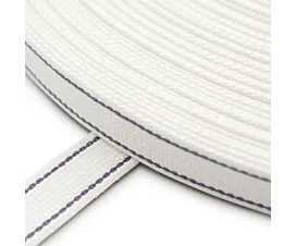 Sangle volet roulant, 22mm Sangle de volet roulant blanche avec 2 rayures violet foncé (largeur 22 mm)
