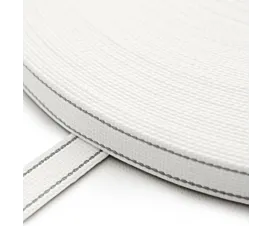 Sangle volet roulant, 22mm Sangle de volet roulant blanche avec 2 rayures grises - coton (largeur 22 mm)