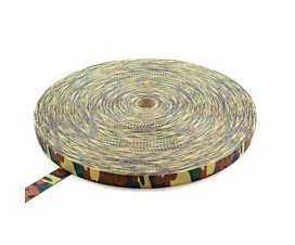 Polyester 35mm Sangle en polyester Camouflage 35mm - 3750kg - 100m en rouleau - vert armée