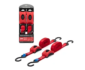 Tout - Sangles 25mm Sangle d’arrimage - 500kg - 3m - 25mm - Boucle à came Smart et crochets S - Rouge - 2pcs