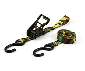 Tout - Sangles 25mm Sangle d’arrimage - 800kg - 4,8m - 25mm - en 2 pièces - tendeur et crochets S - Vert Armée