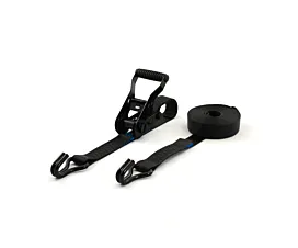 Noir - Standard Sangle d’arrimage - 2,5T - 35mm - en 2 pièces - tendeur à cliquet - Noir + étiquette personnalisée