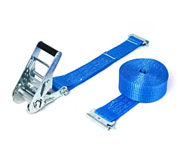 Rails universels & Accessoires Sangle d’arrimage - 2T - 3,5m - 50mm - en 2 pièces - Attaches à poussoir - Bleu