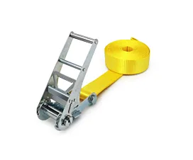 Sangles 75mm - Sur mesure Sangle d’arrimage - 10T - 75mm - en une pièce - Tendeur à cliquet - Jaune - Etiquette personnalisée