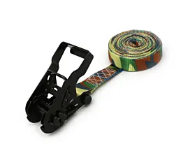 Sangles 25mm - Sur mesure Sangle d’arrimage - 800kg - 25mm - en 1 pièce - Tendeur à cliquet - Vert Armée + étiquette personnalisée