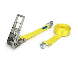 Sangles 75mm - Sur mesure Sangle d’arrimage - 10T - 75mm - en 2 pièces - Crochets doigts serrés - Jaune - Etiquette personnalisée