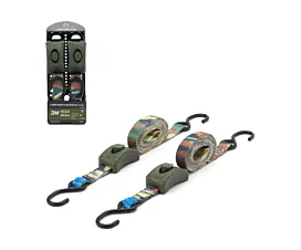 Tout - Sangles 25mm Sangle d’arrimage - 500kg - 3m - 25mm - en 1 pièce - boucle à came et crochets S - Vert Armée - 2pcs