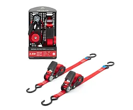 Tout - Sangles et accessoires Sangle d’arrimage - 500kg - 4,5m - 25mm - Tendeur et crochets S - Enroulement manuel - Rouge - 2pcs Tout - Sangles et accessoires Sangle d’arrimage - 500kg - 4,5m - 25mm - Tendeur et crochets S - Enroulement manuel - Rouge - 2pcs